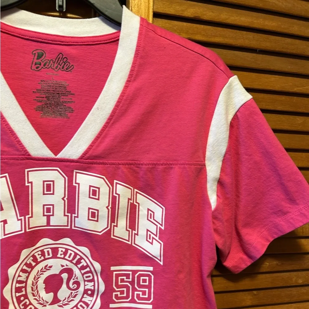 Mattel Barbie Pink V-Neck Cropped Top - Picture 6 of 12